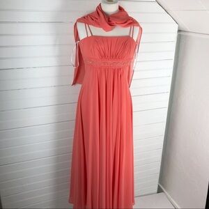 David’s Bridal Spaghetti Strap Formal Dress Style F12495